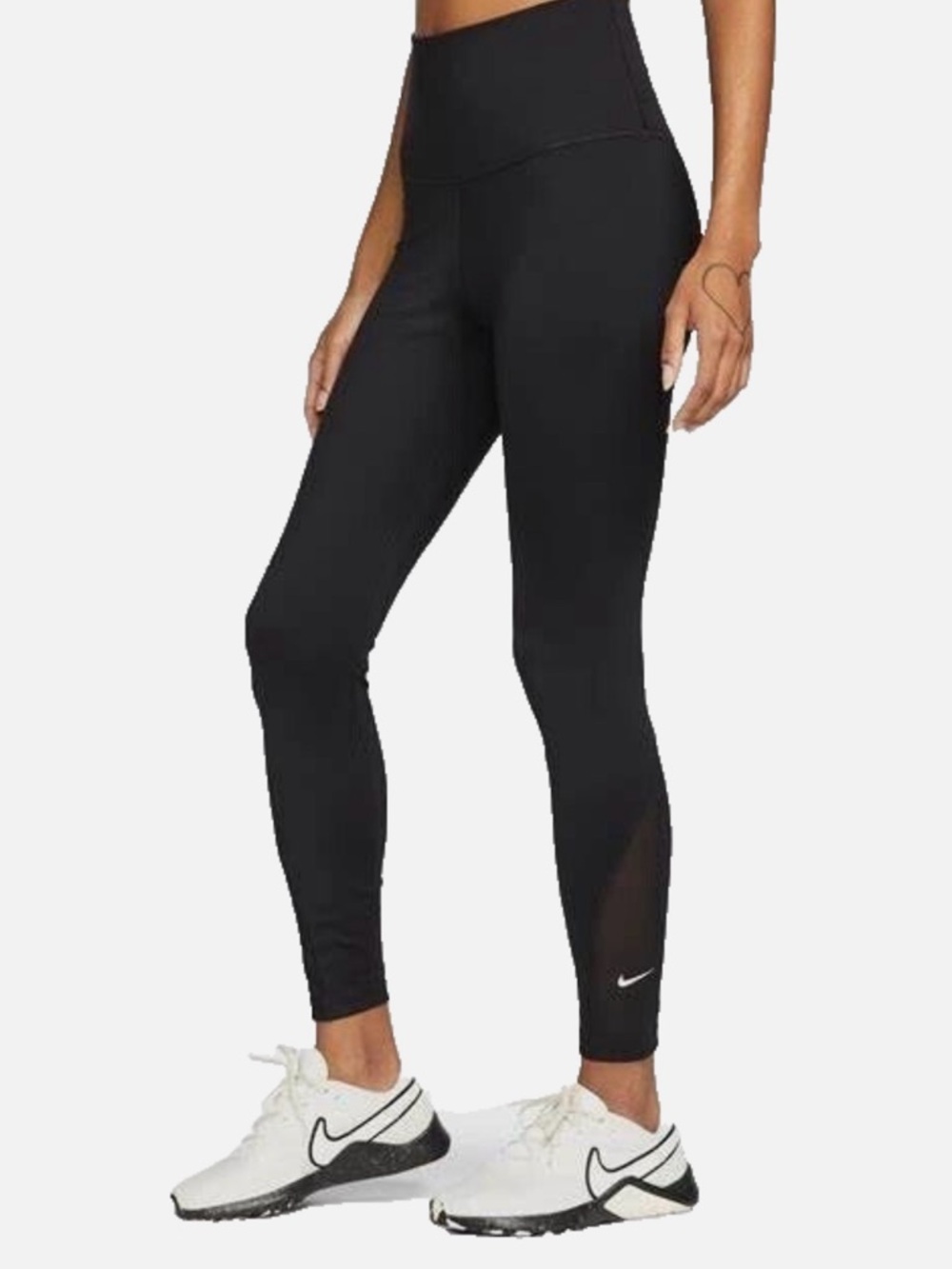 Nike Black High-Waist Training Leggings with Mesh Panels